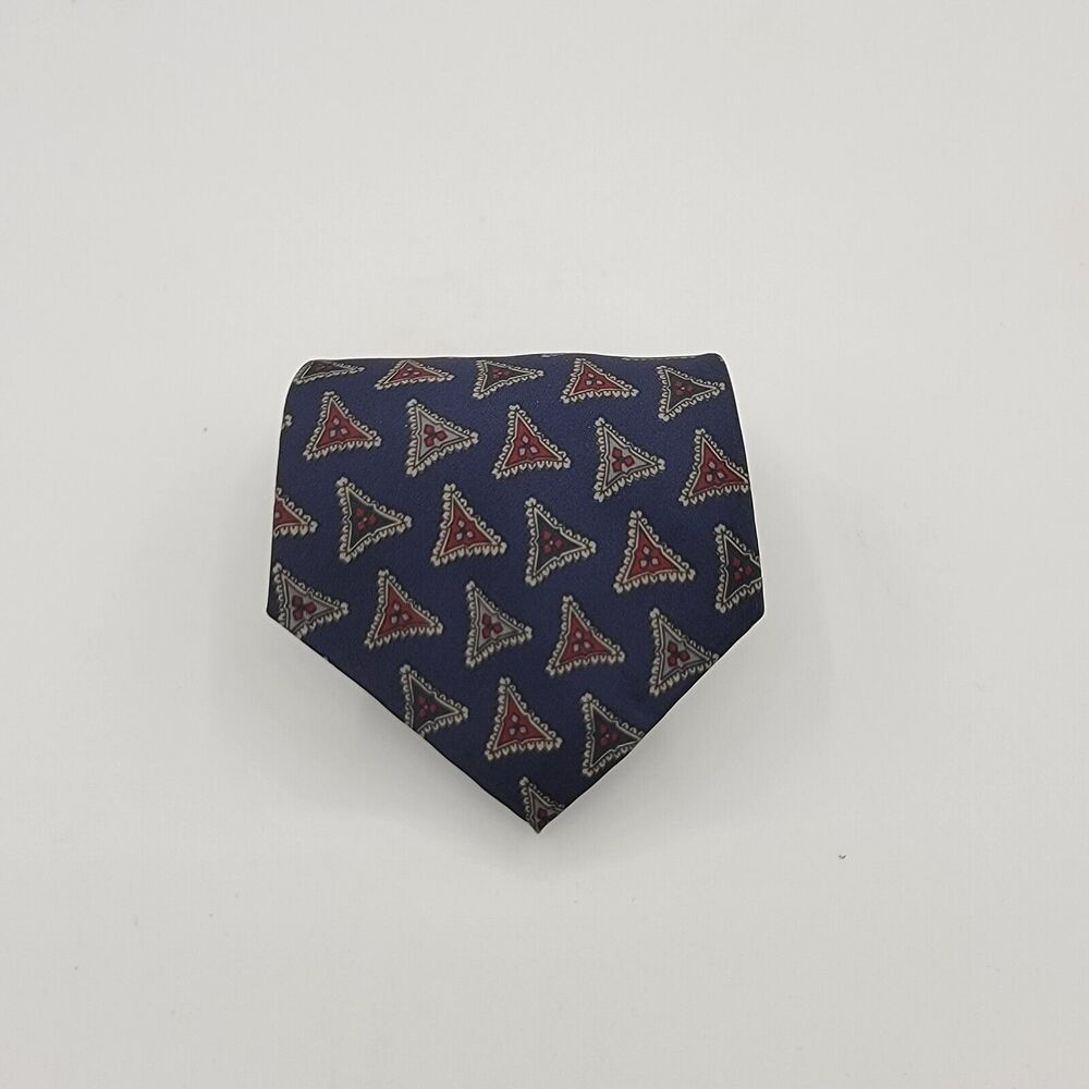 Menโs Necktie Italian Made Silk Blend Tie, Blue Maroon Size 56 By 4 Inch Vintage